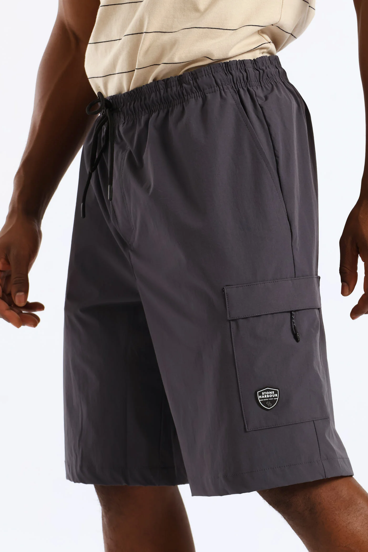 Zip Cargo Pocket Tech Short - Charcoal - Image 3