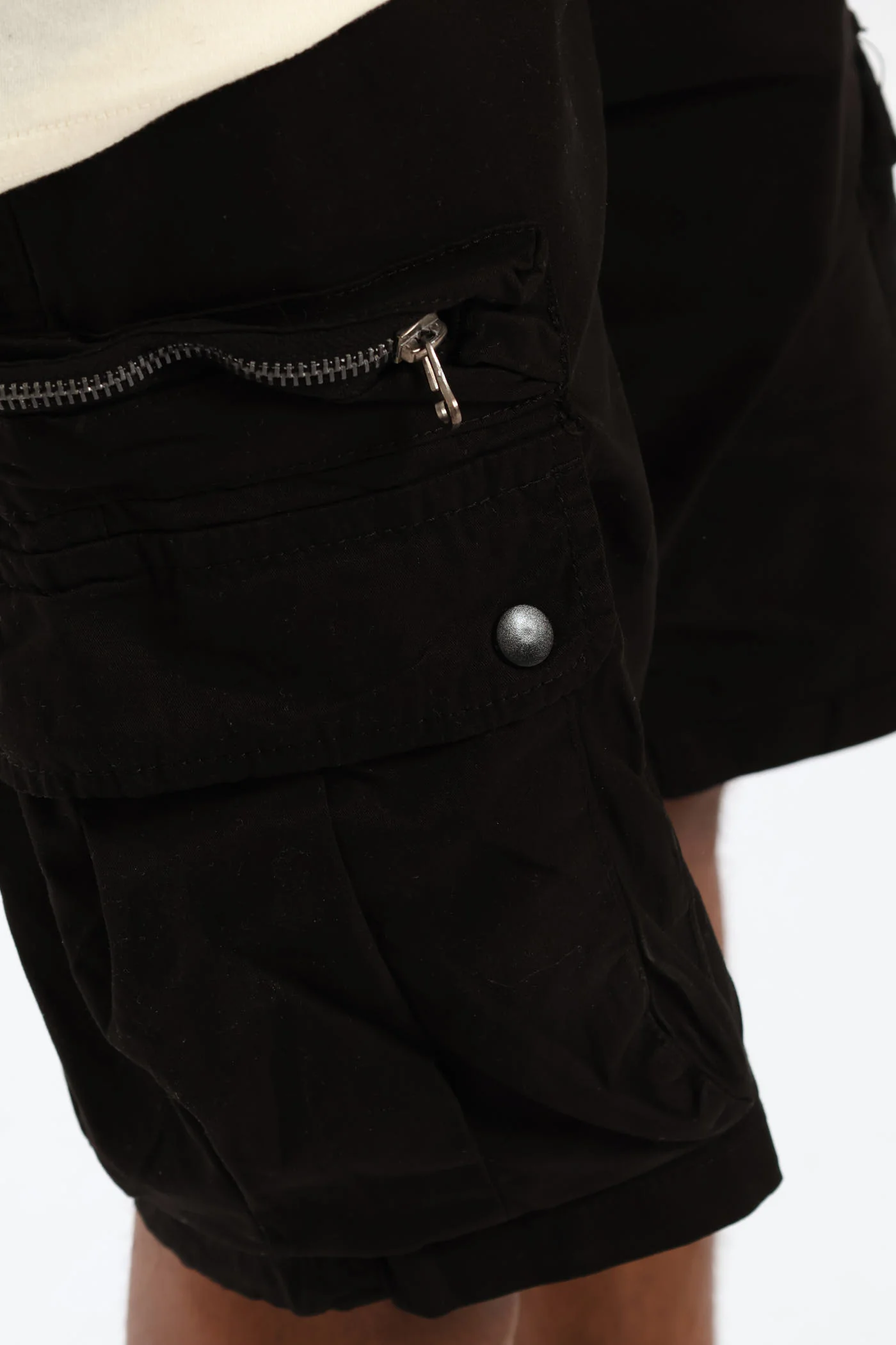 Zip Cargo Shorts - Black - Image 2