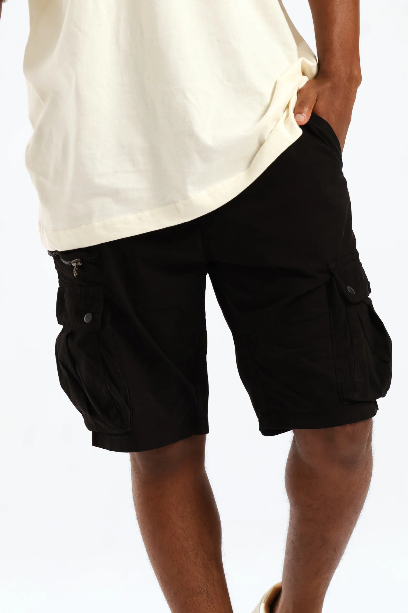 Zip Cargo Shorts - Black - Image 3