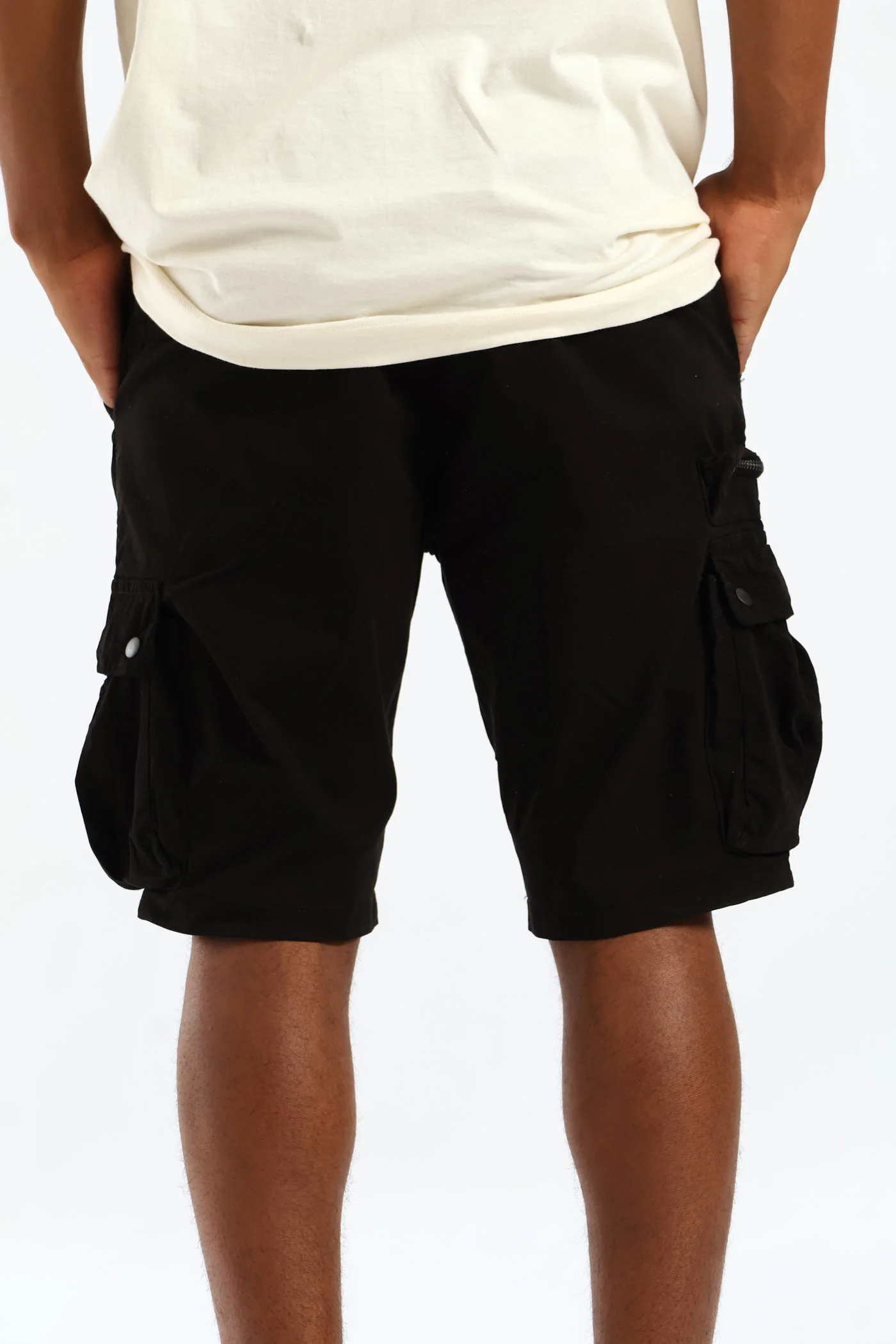 Zip Cargo Shorts - Black - Image 5