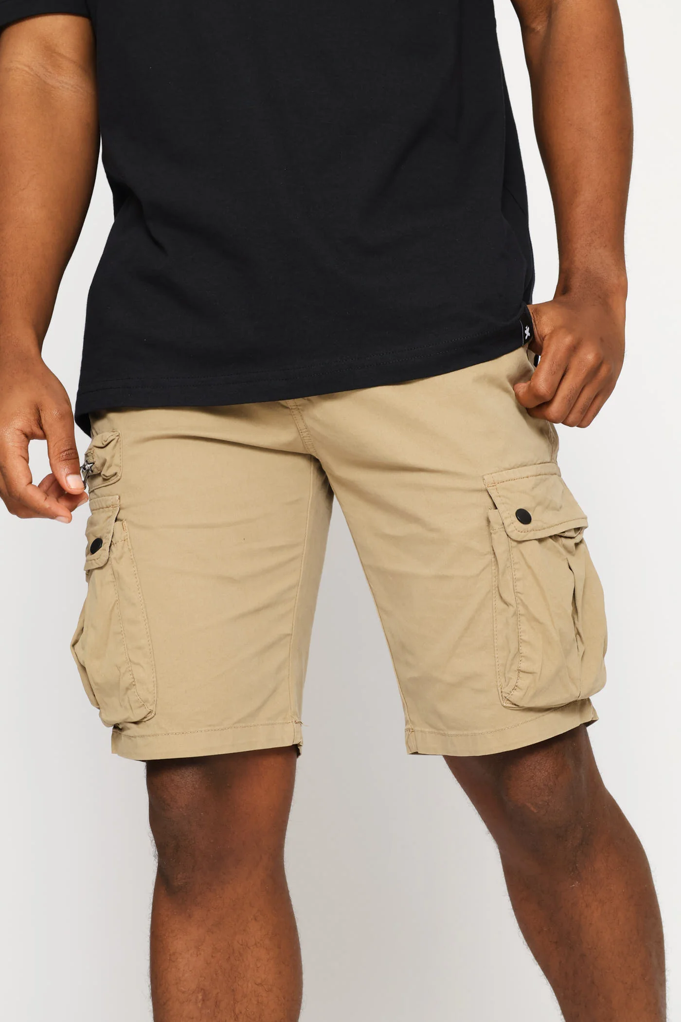 Zip Cargo Shorts - Stone - Image 4