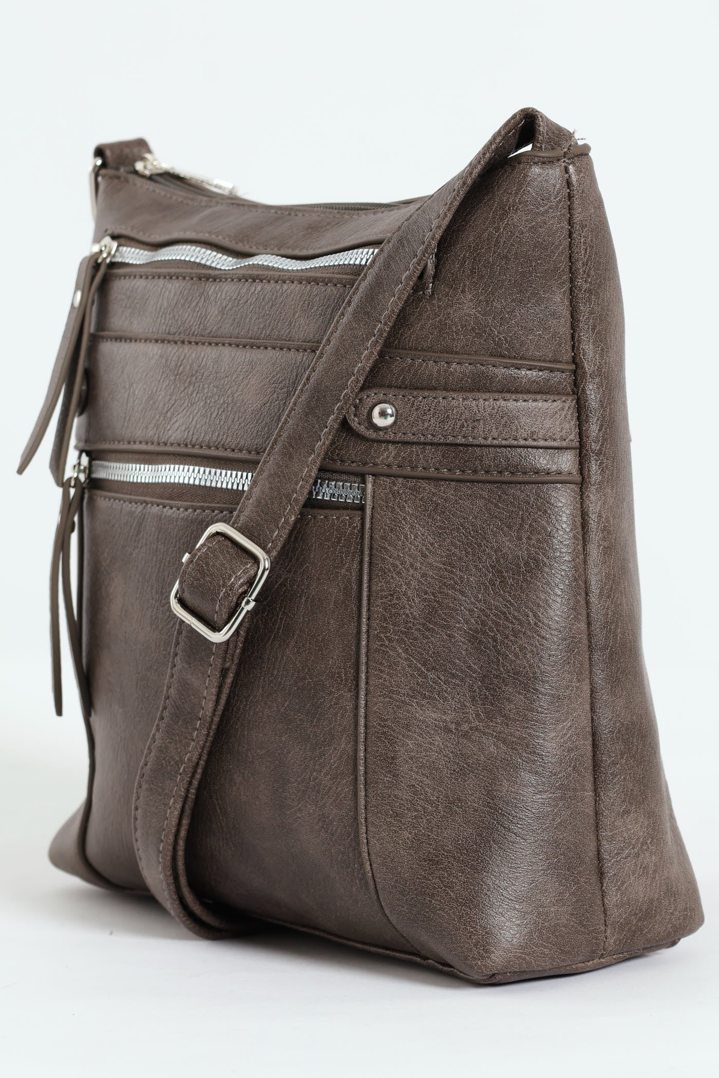 Zip Detail Crossbody Bag - Pewter - Image 3