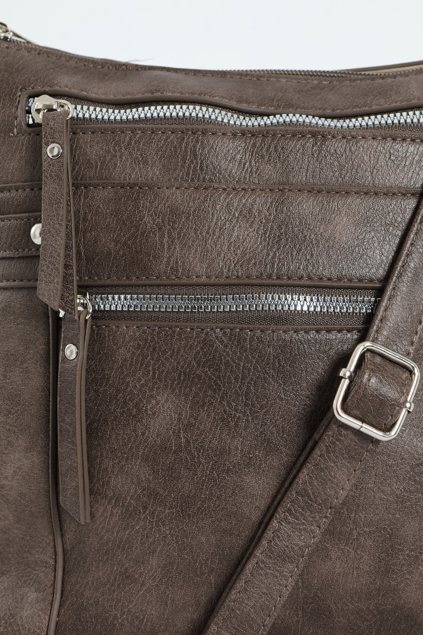 Zip Detail Crossbody Bag - Pewter - Image 4