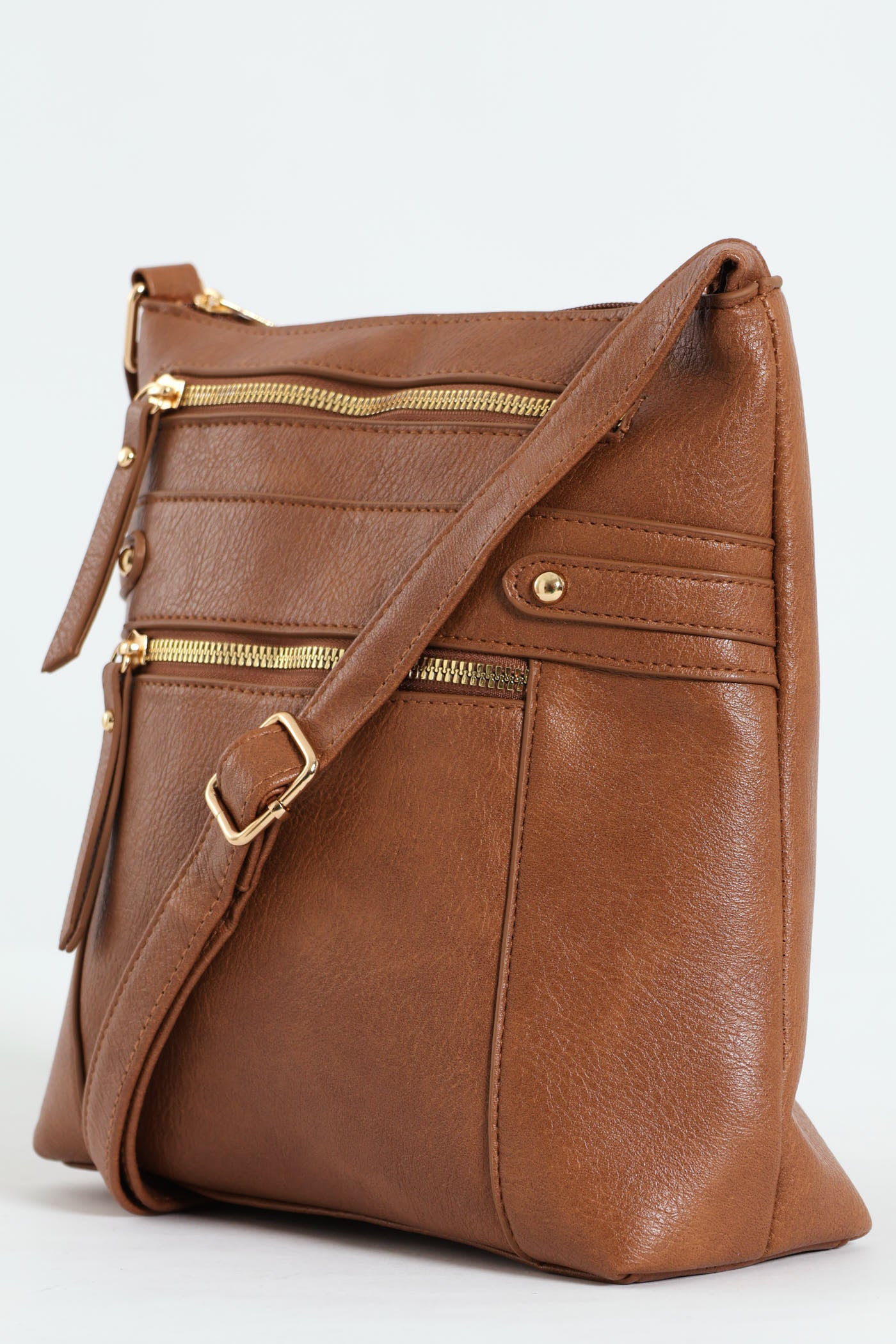 Zip Detail Crossbody Bag - Brown - Image 3