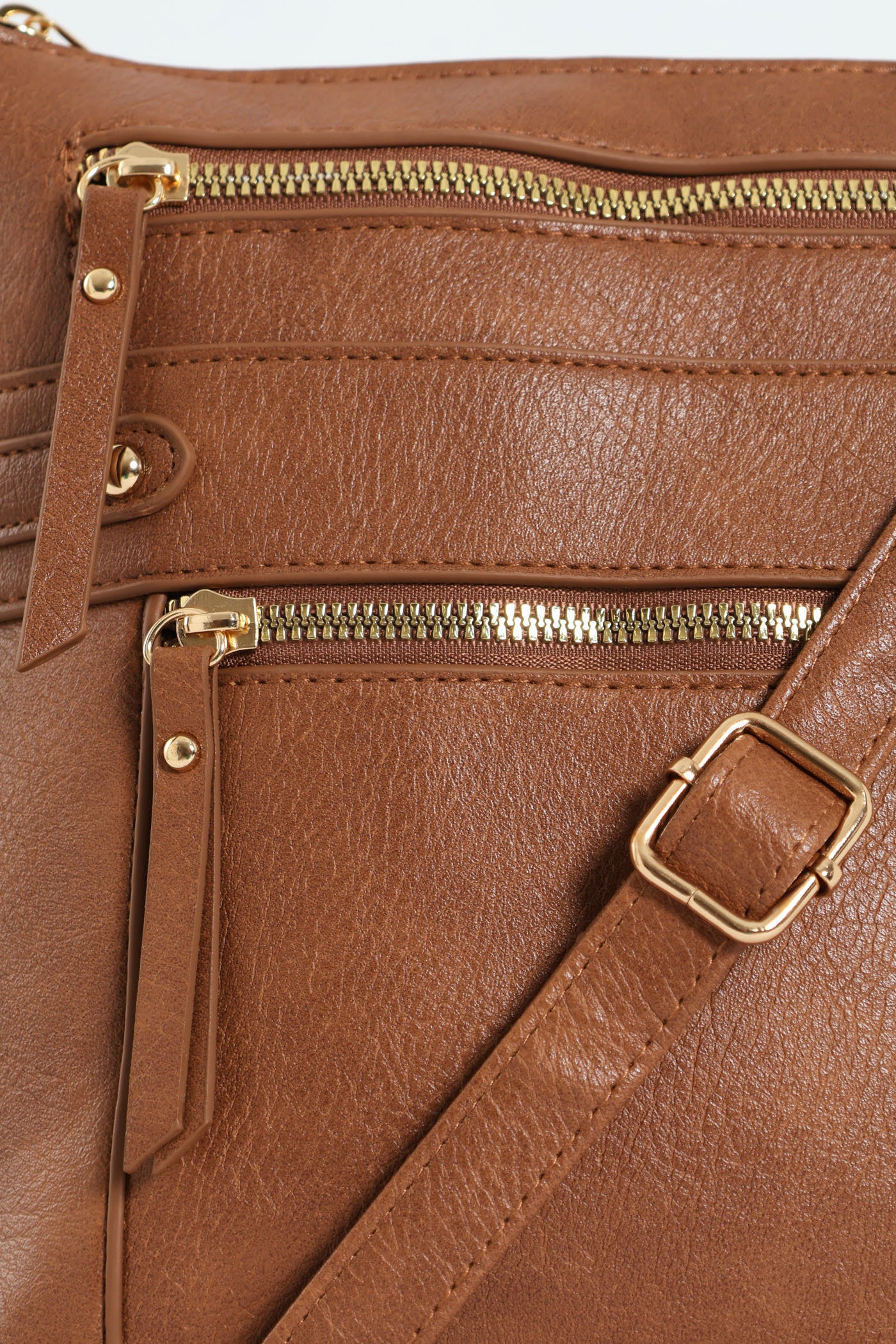 Zip Detail Crossbody Bag - Brown - Image 4