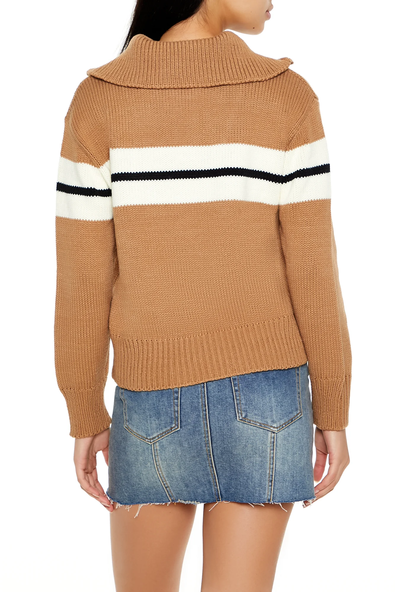 Zip Detail Pullover Sweater - Brown - Image 9