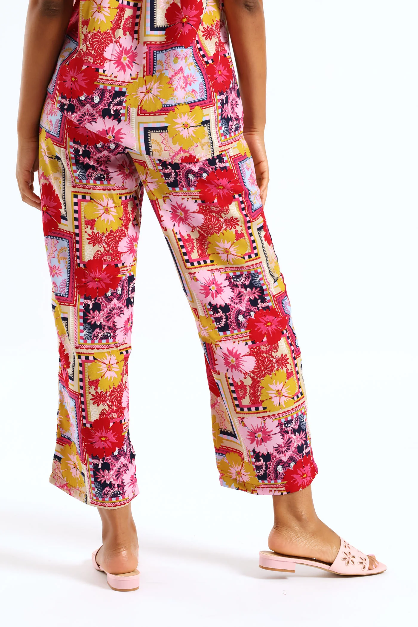 Zip Front Print Straight Leg Pants - Multi - Image 4