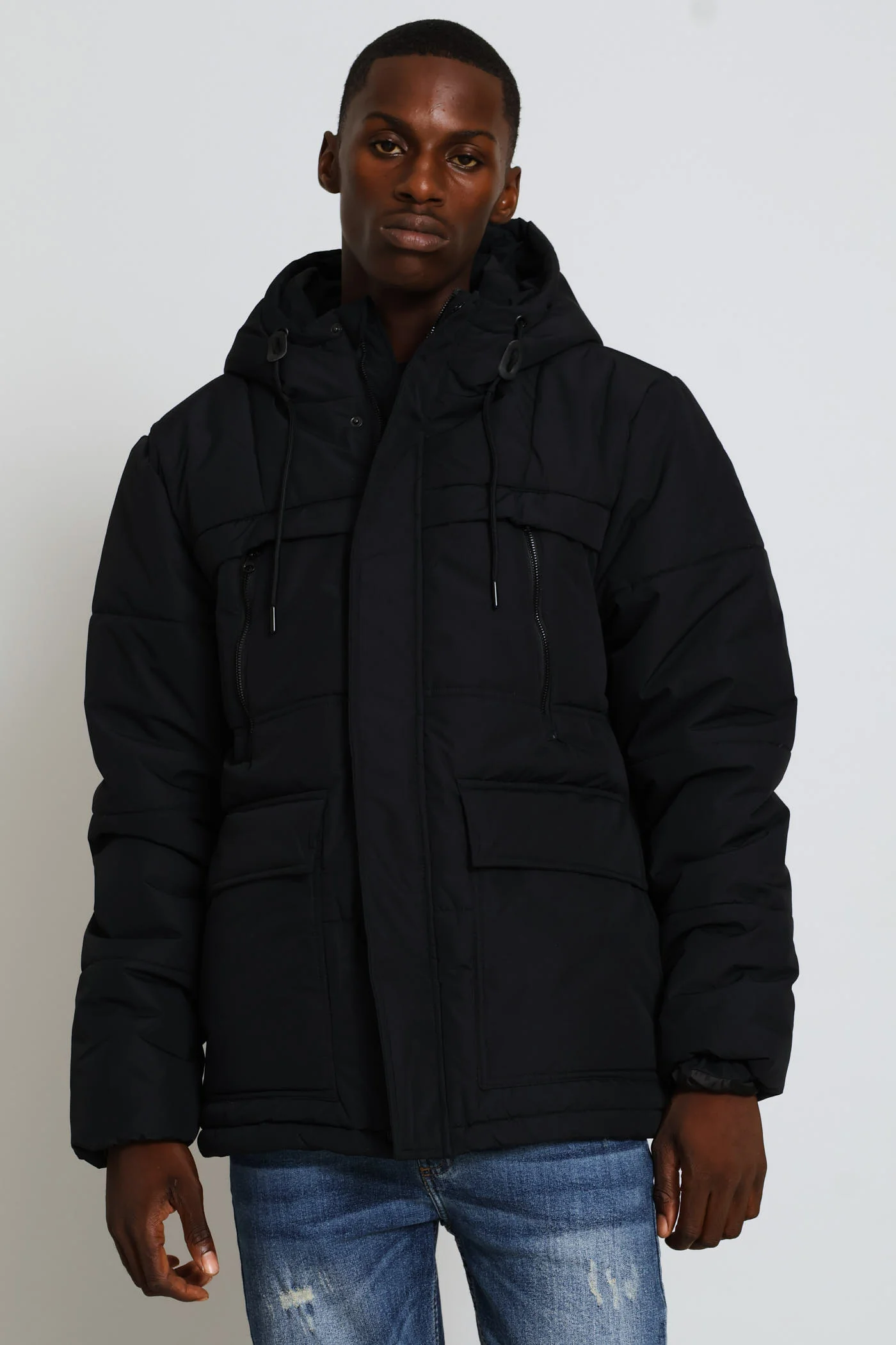Zip Parker Jacket - Black - Image 3