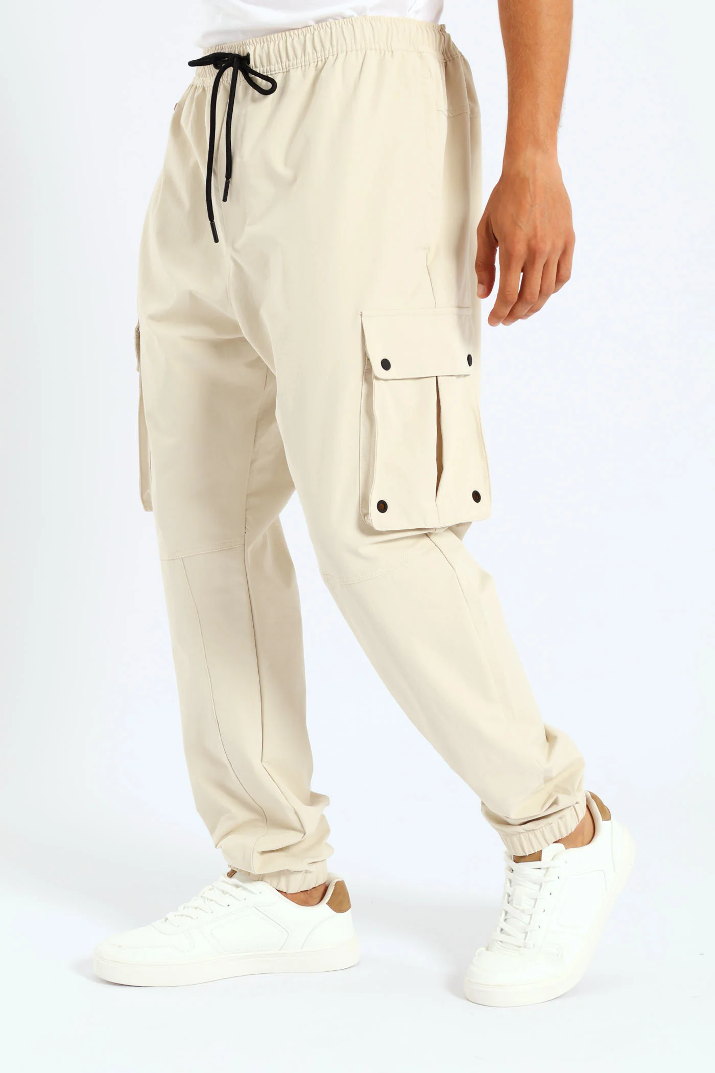 Zip Pocket Cargo Trousers - Light Stone - Image 2