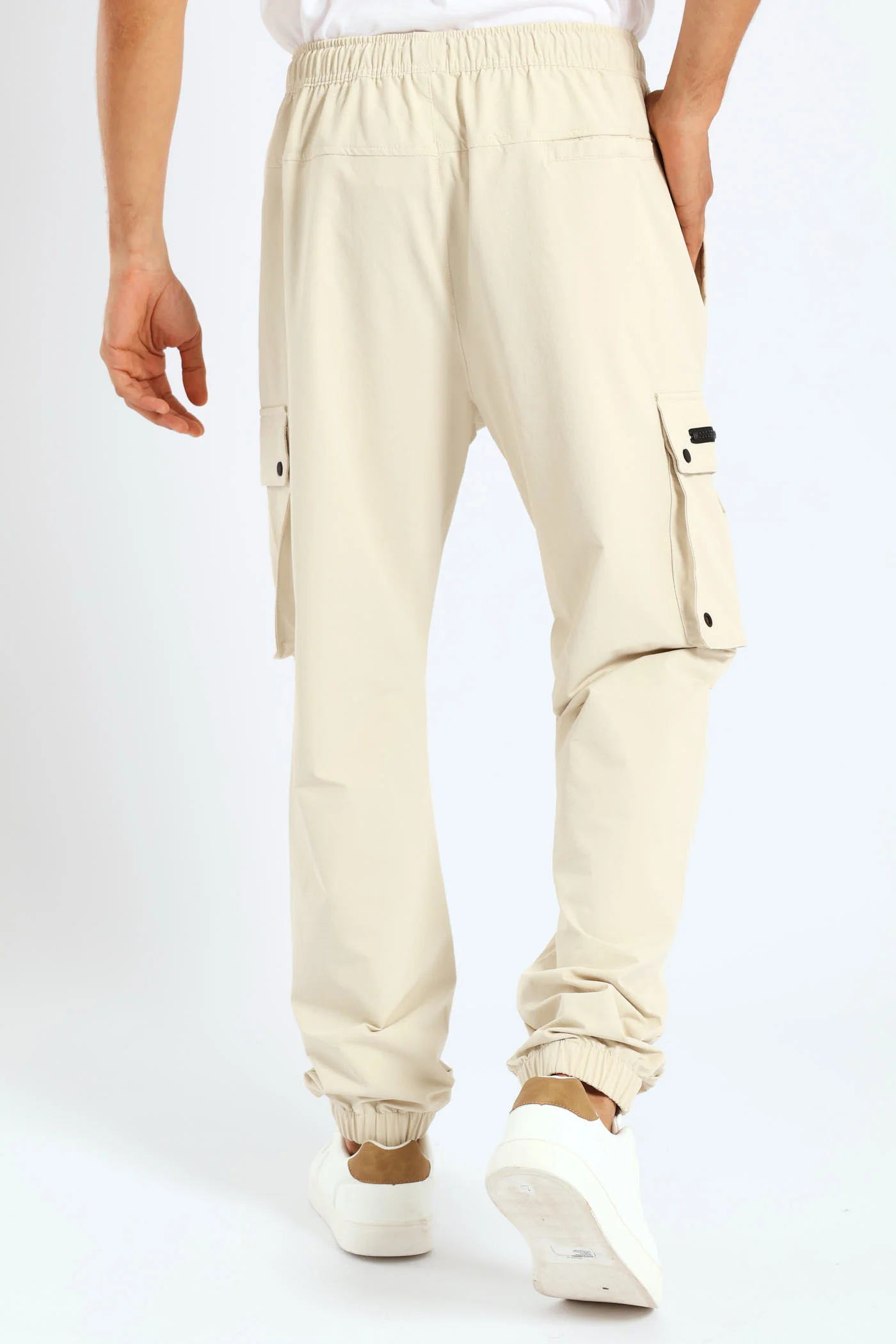 Zip Pocket Cargo Trousers - Light Stone - Image 4