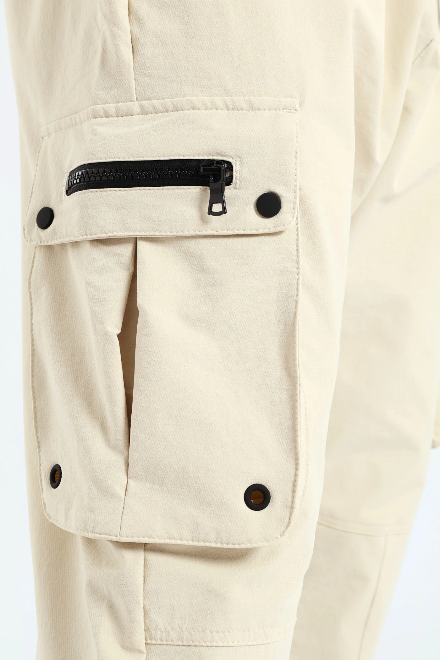 Zip Pocket Cargo Trousers - Light Stone - Image 5