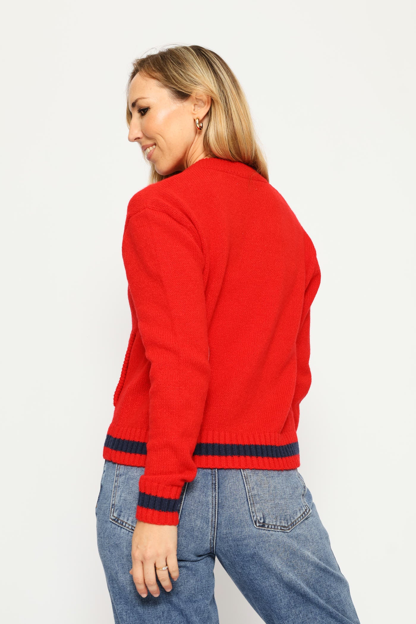 Zip Through Academia Bomber - Bright Red - Image 4