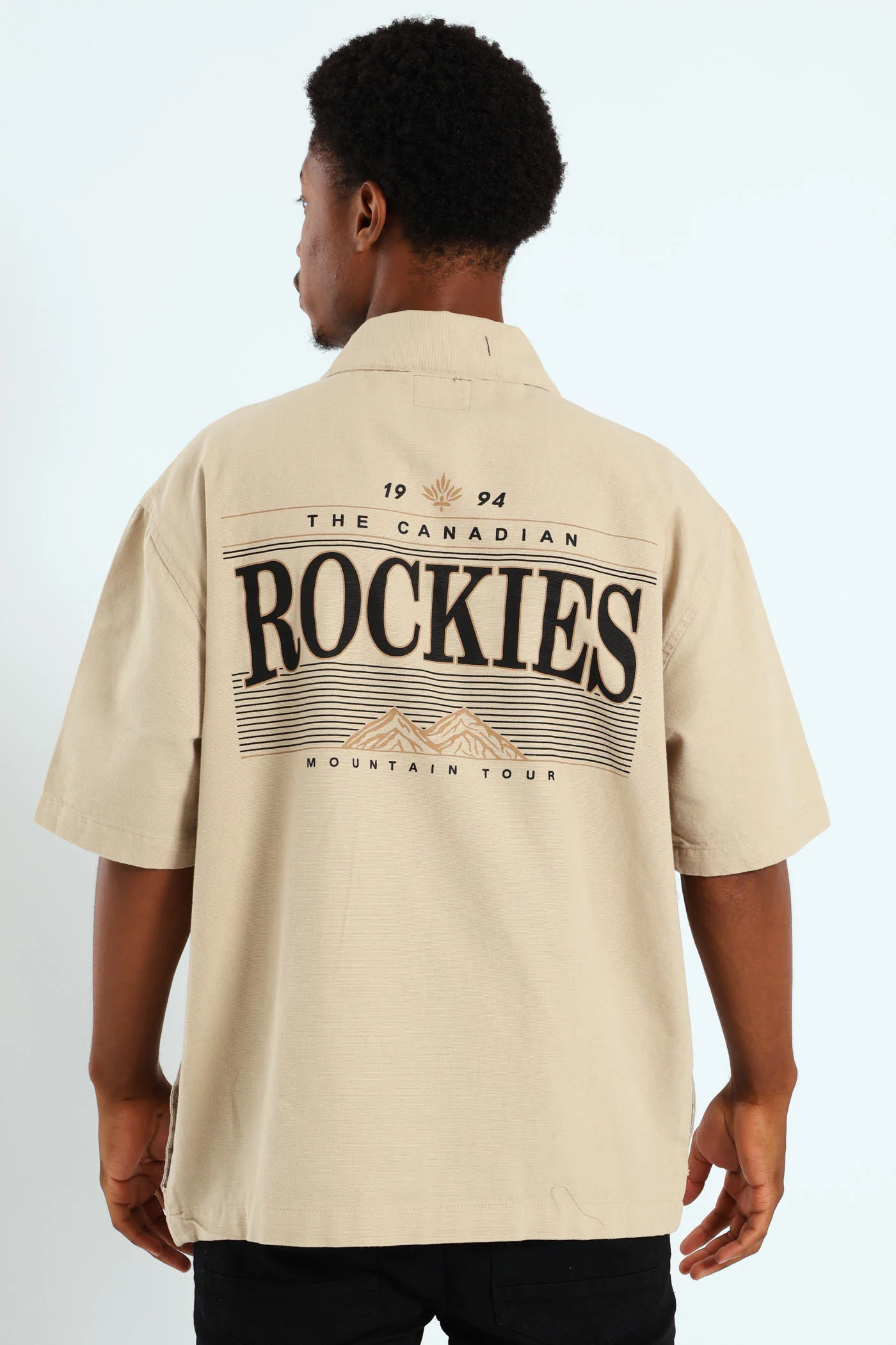 Zip Through Front & Back Shirt - Stone - Image 2