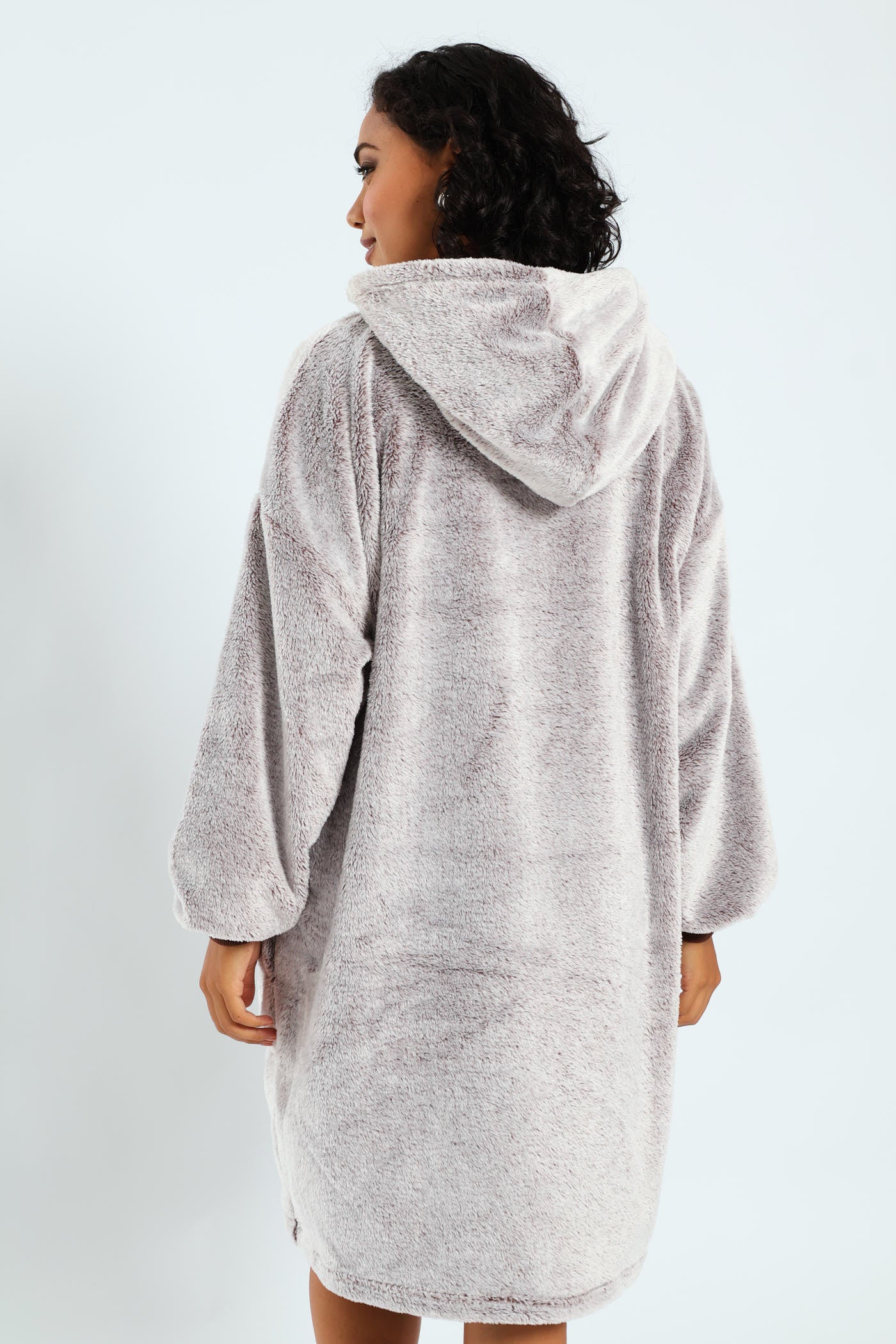 Zip-Through Oversize Snuggie - Brown - Image 4