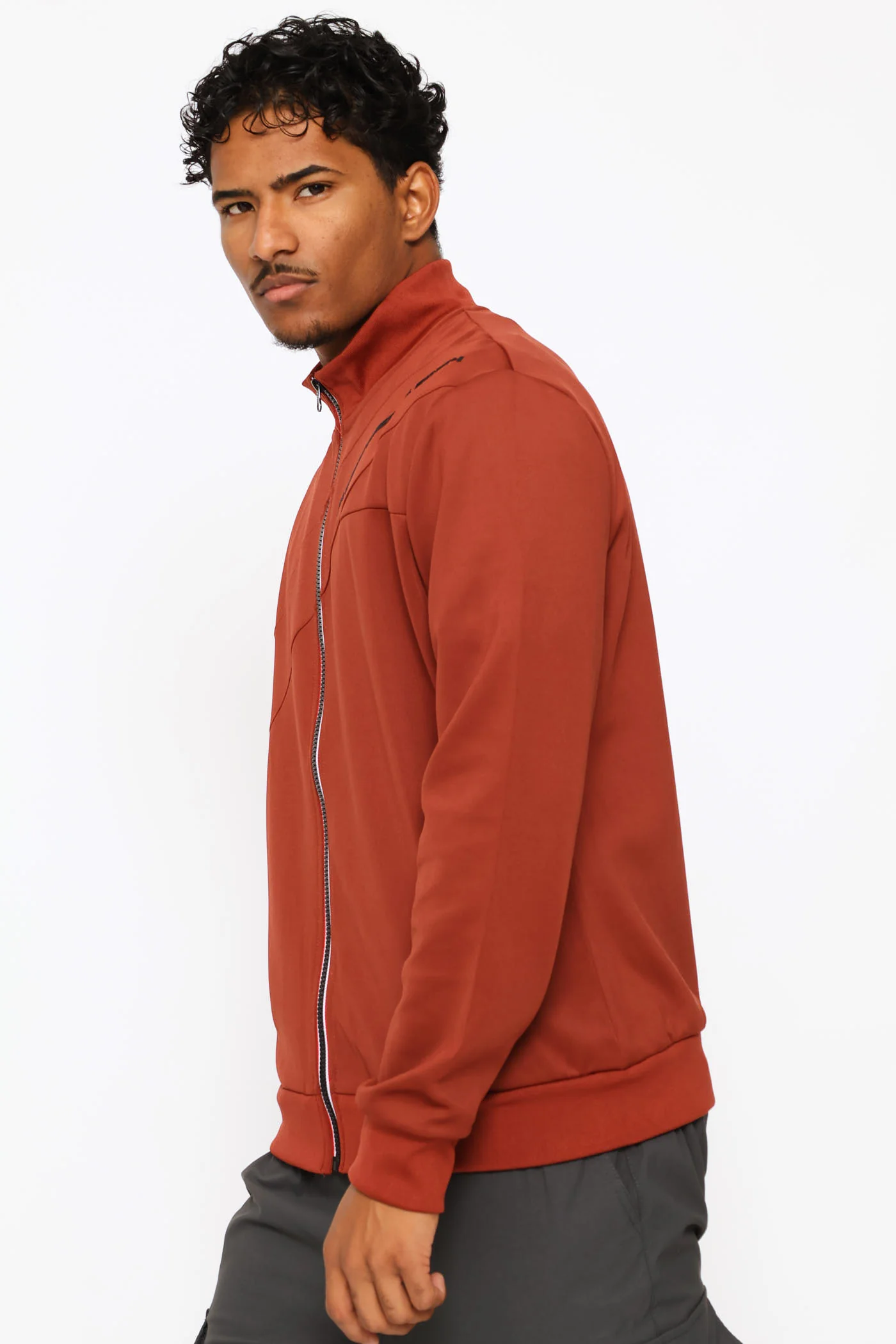 Zip Through Sweater - Ochre - Image 4