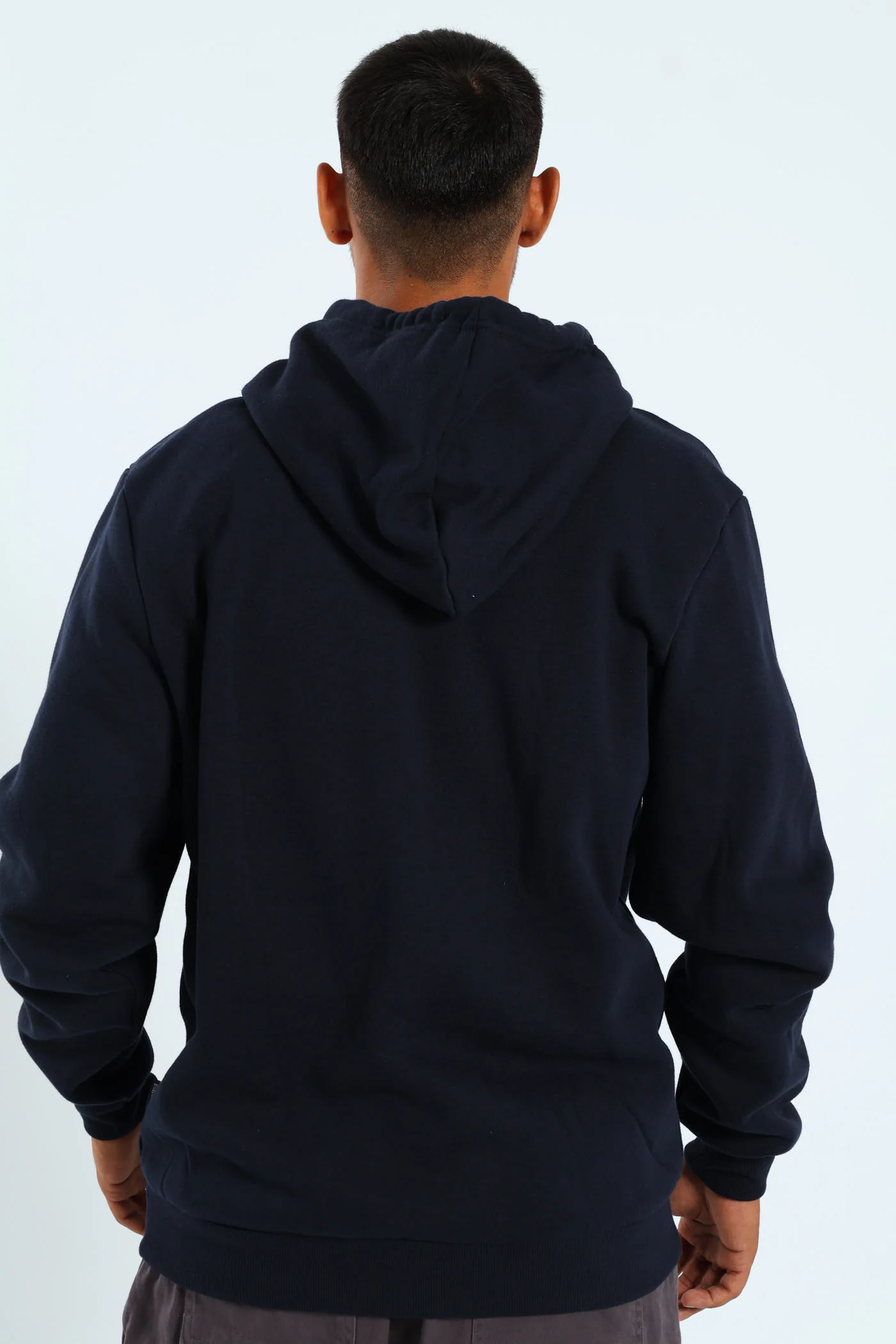 Zip Through Plain Fleece Hoodie - Navy - Image 4