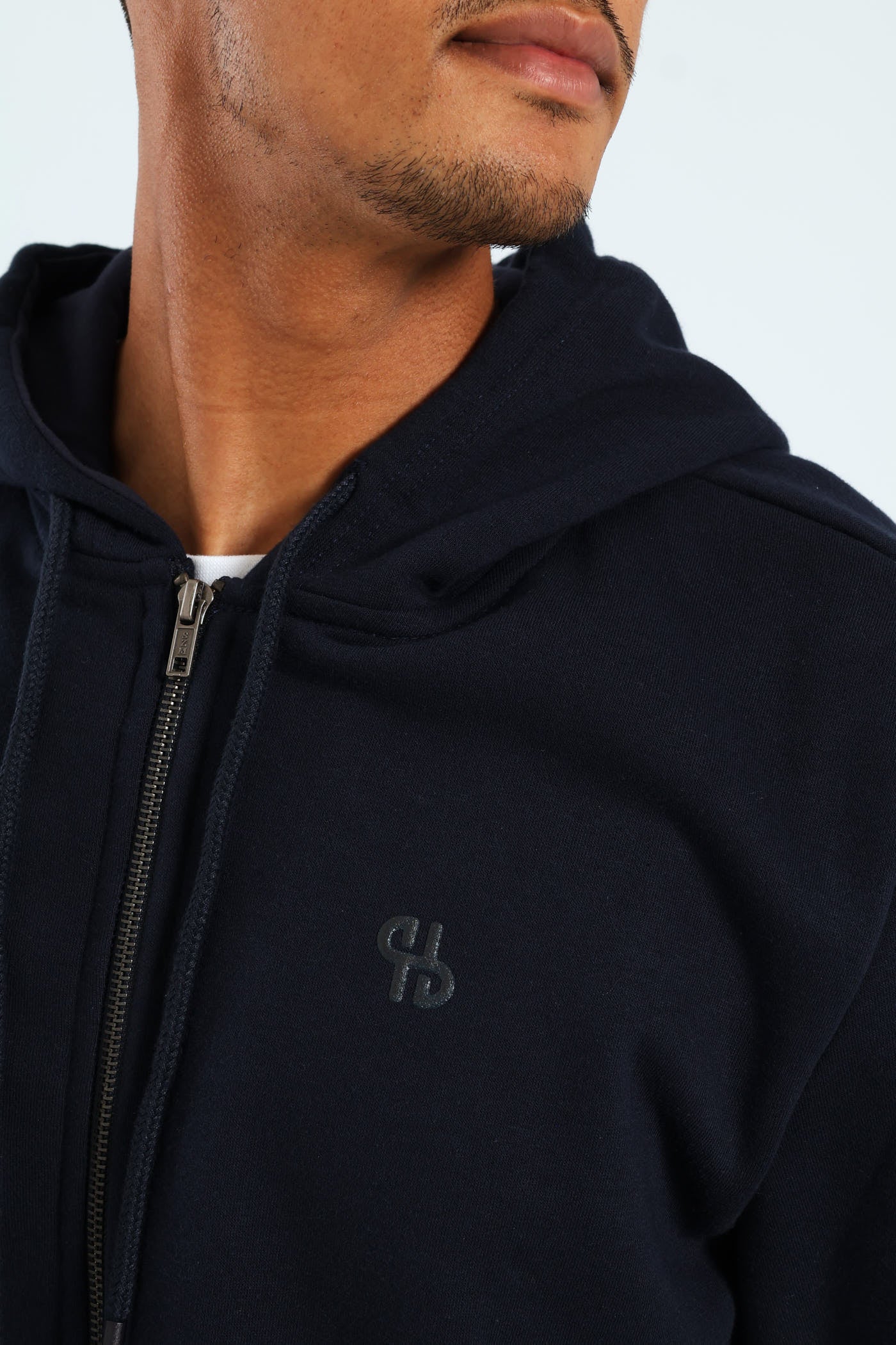 Zip Through Plain Fleece Hoodie - Navy - Image 5