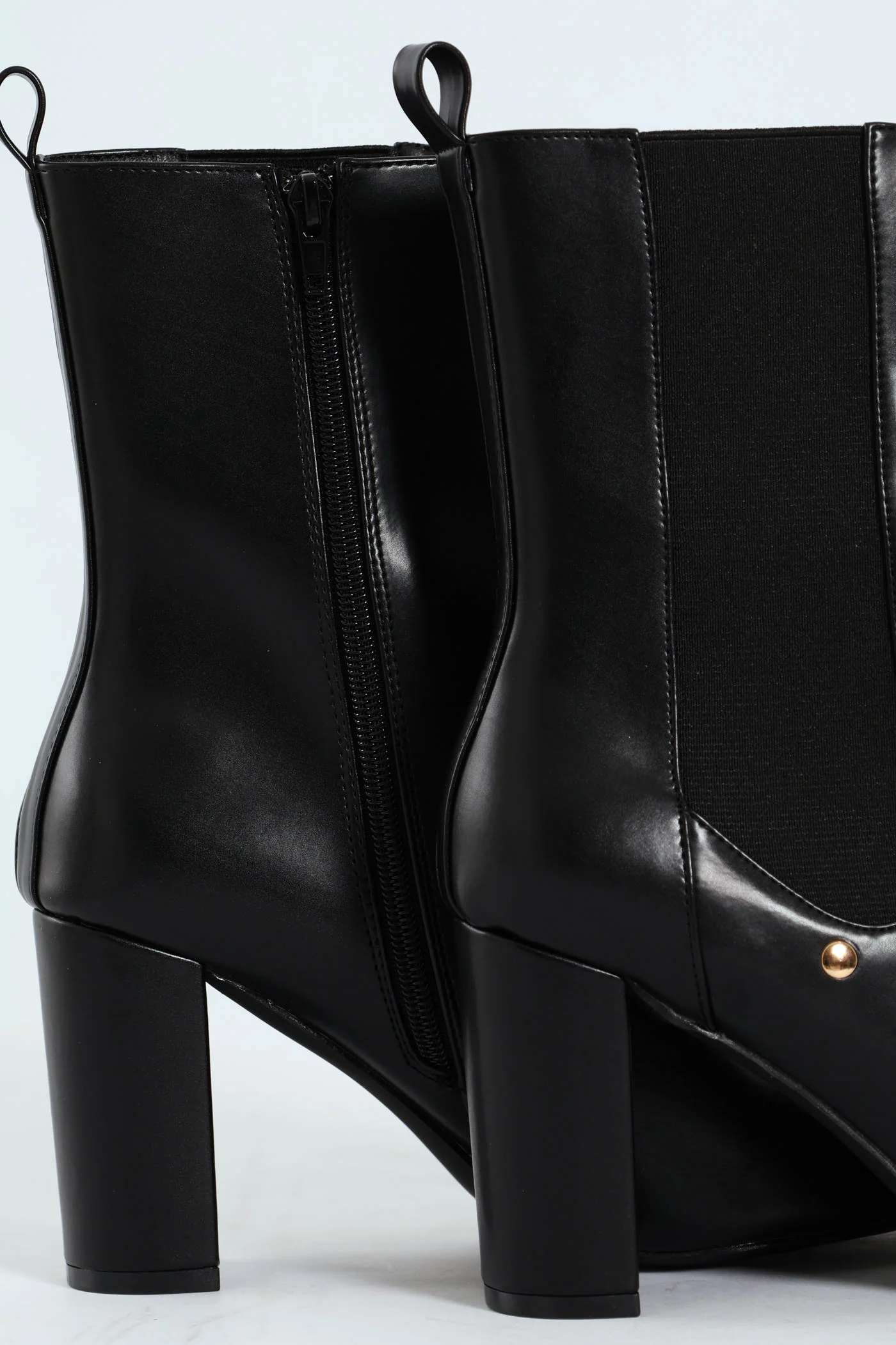 Zip-Up Heel Boot - Black - Image 2