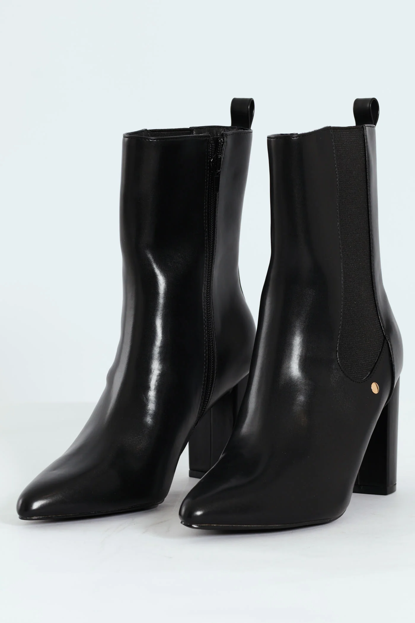Zip-Up Heel Boot - Black - Image 3