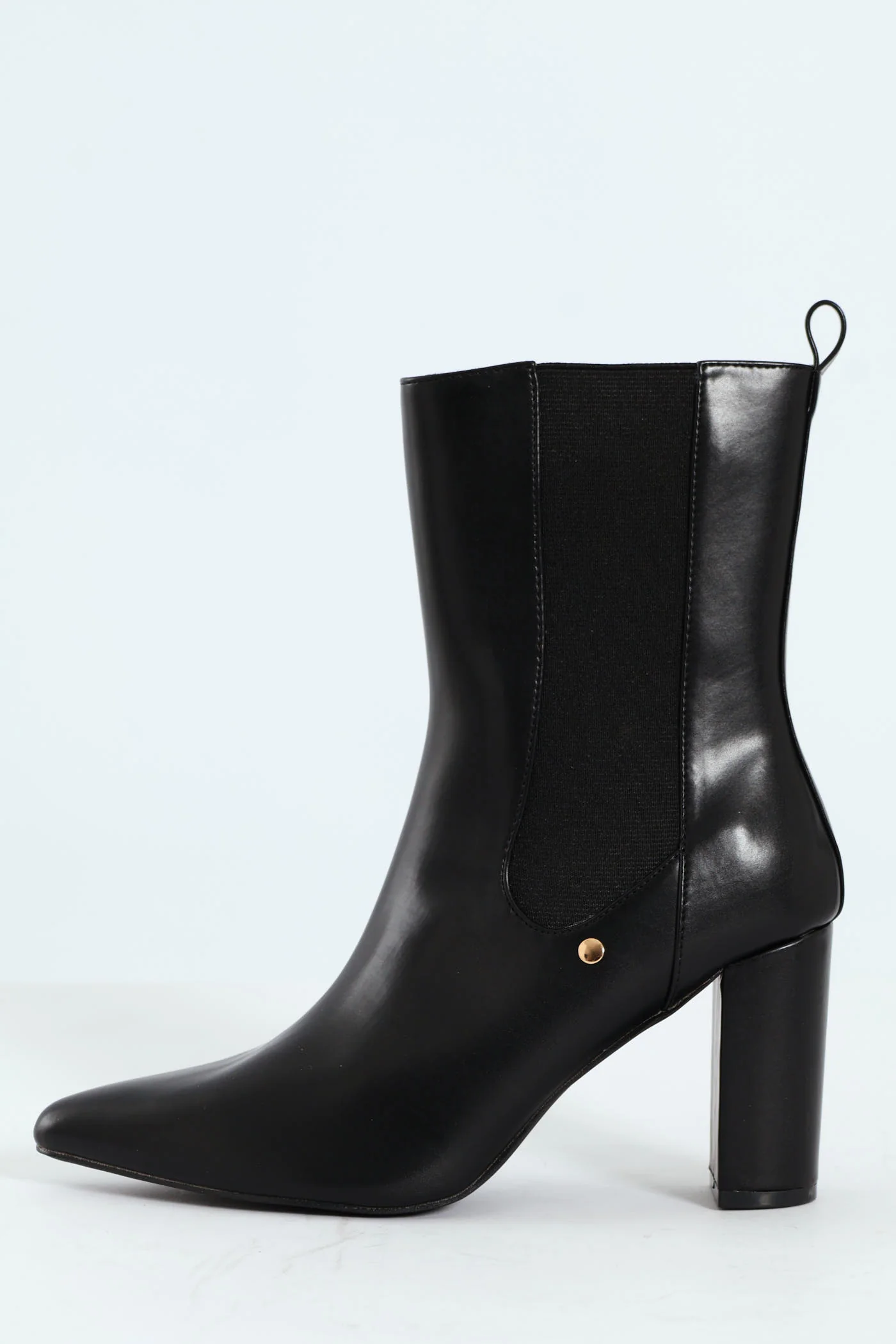 Zip-Up Heel Boot - Black - Image 5