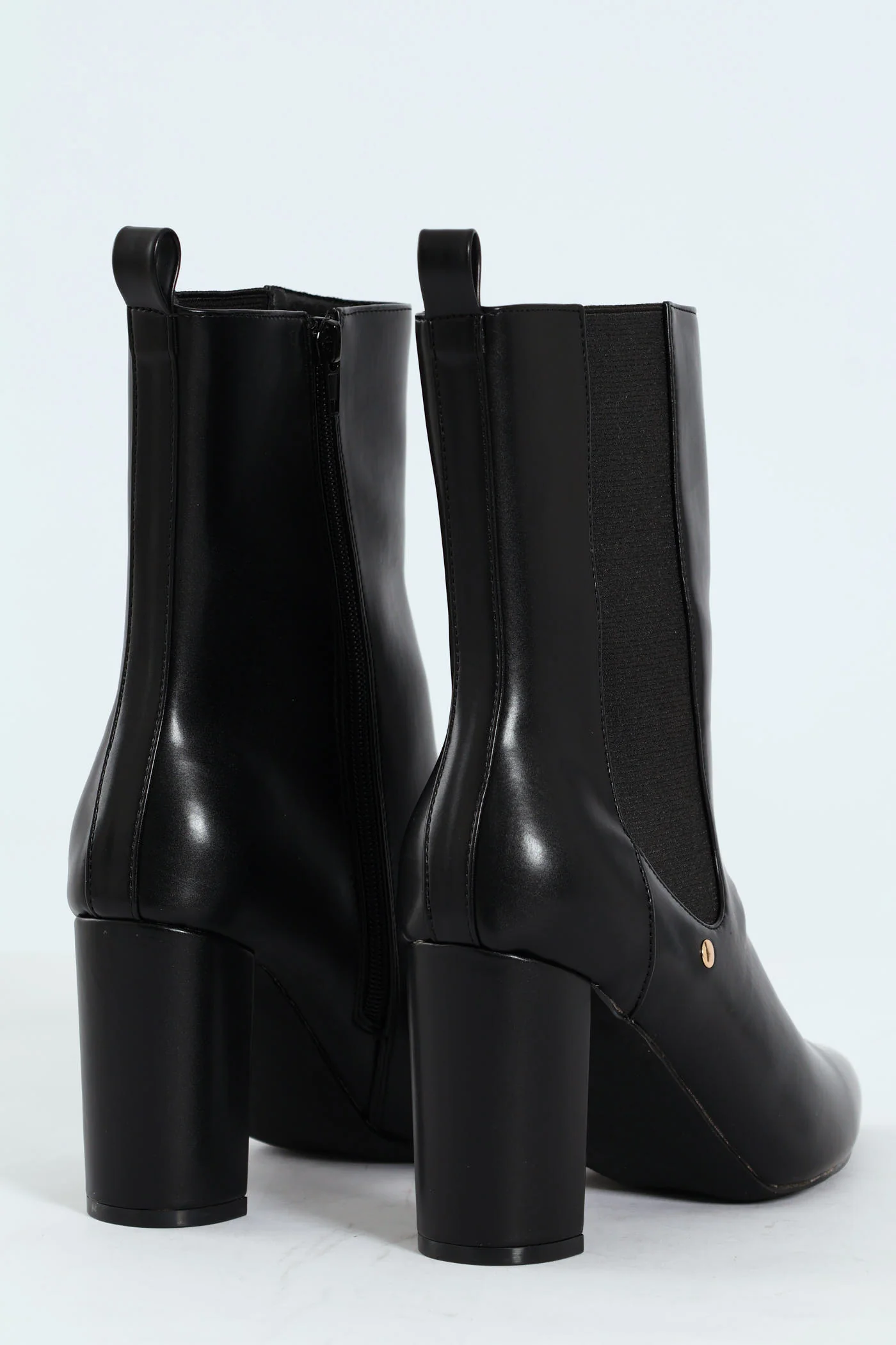 Zip-Up Heel Boot - Black - Image 6