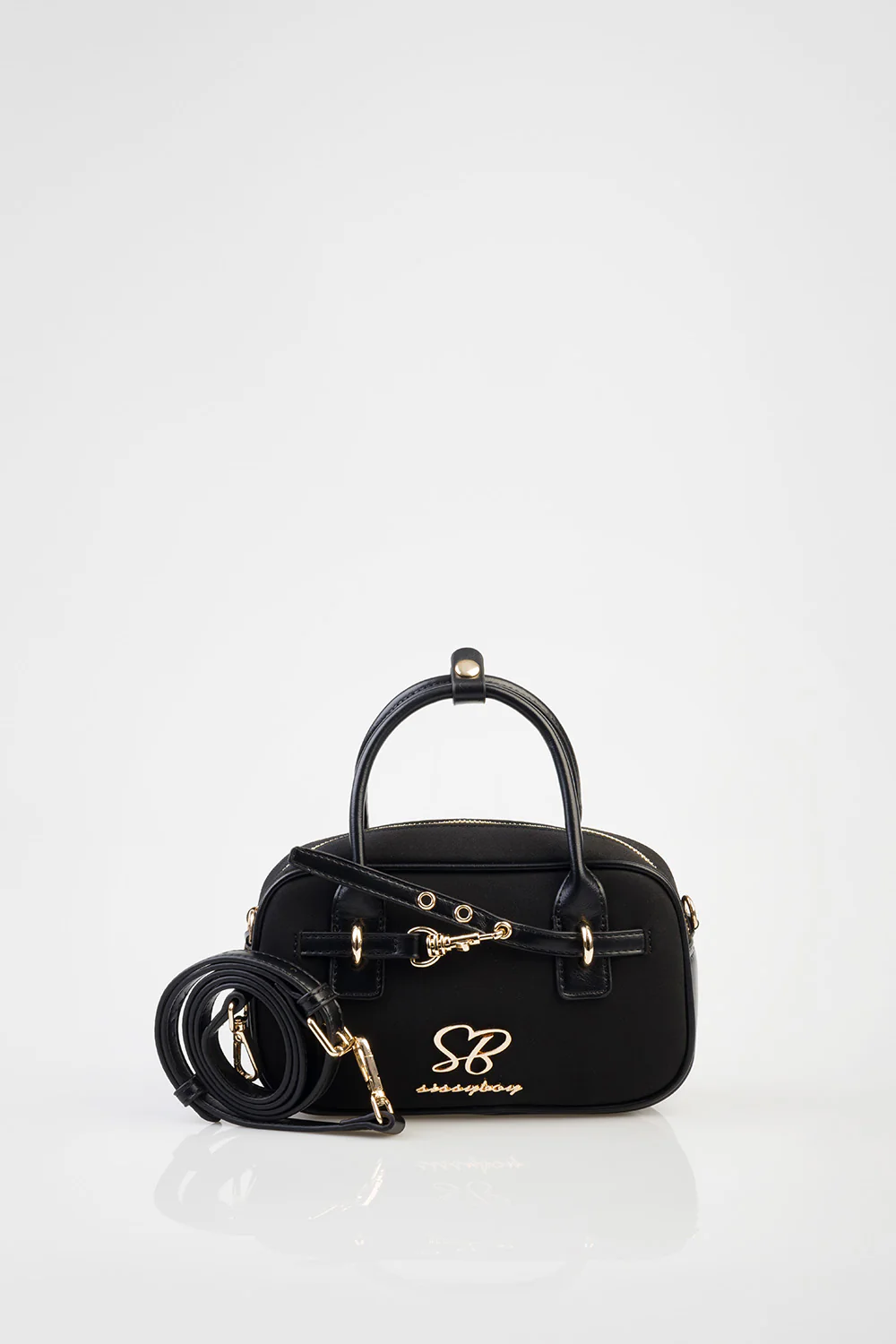 Zoe Bowler Handbag With Front Clip Detail & Mini Bow - Black - Image 2