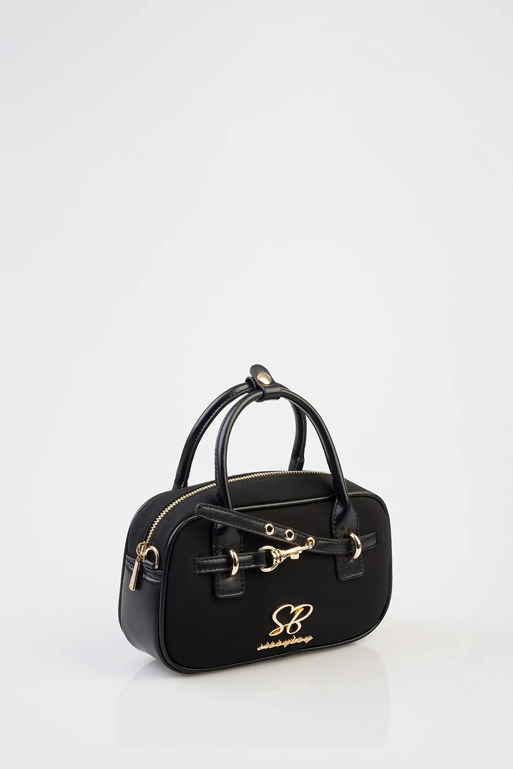 Zoe Bowler Handbag With Front Clip Detail & Mini Bow - Black - Image 4