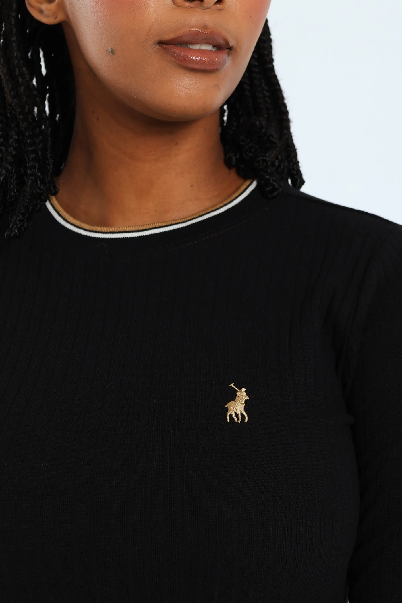 Zoe Long Sleeve Rib Fitted Dress - Black - Image 2