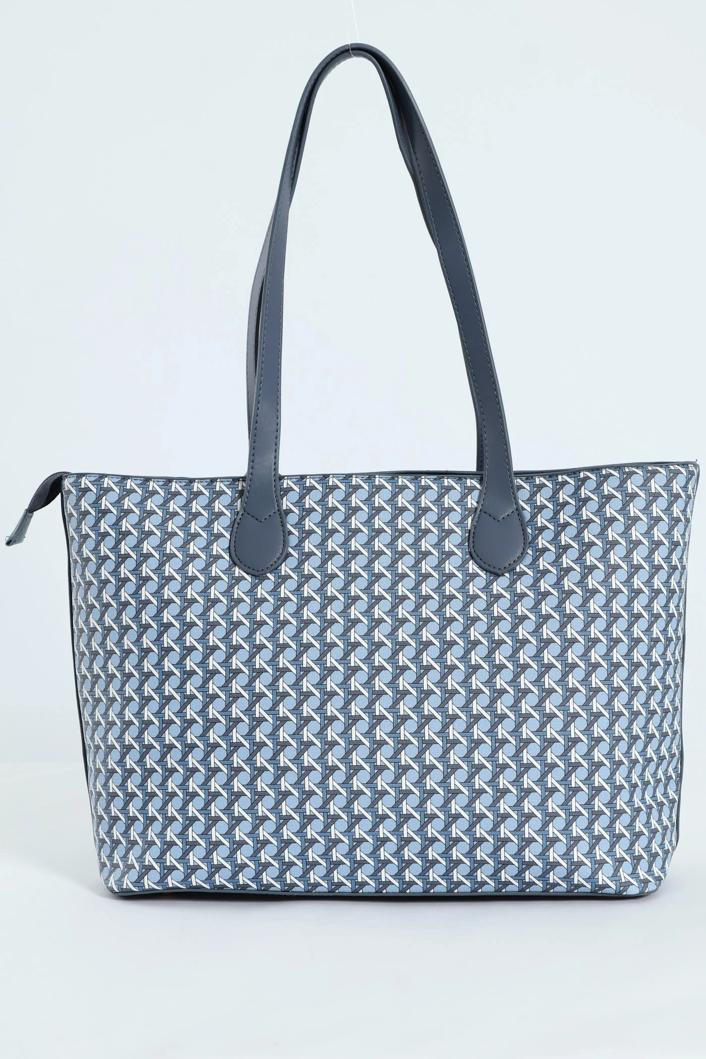 Zoe Printed Geometric Tote Bag - Blue - Image 2