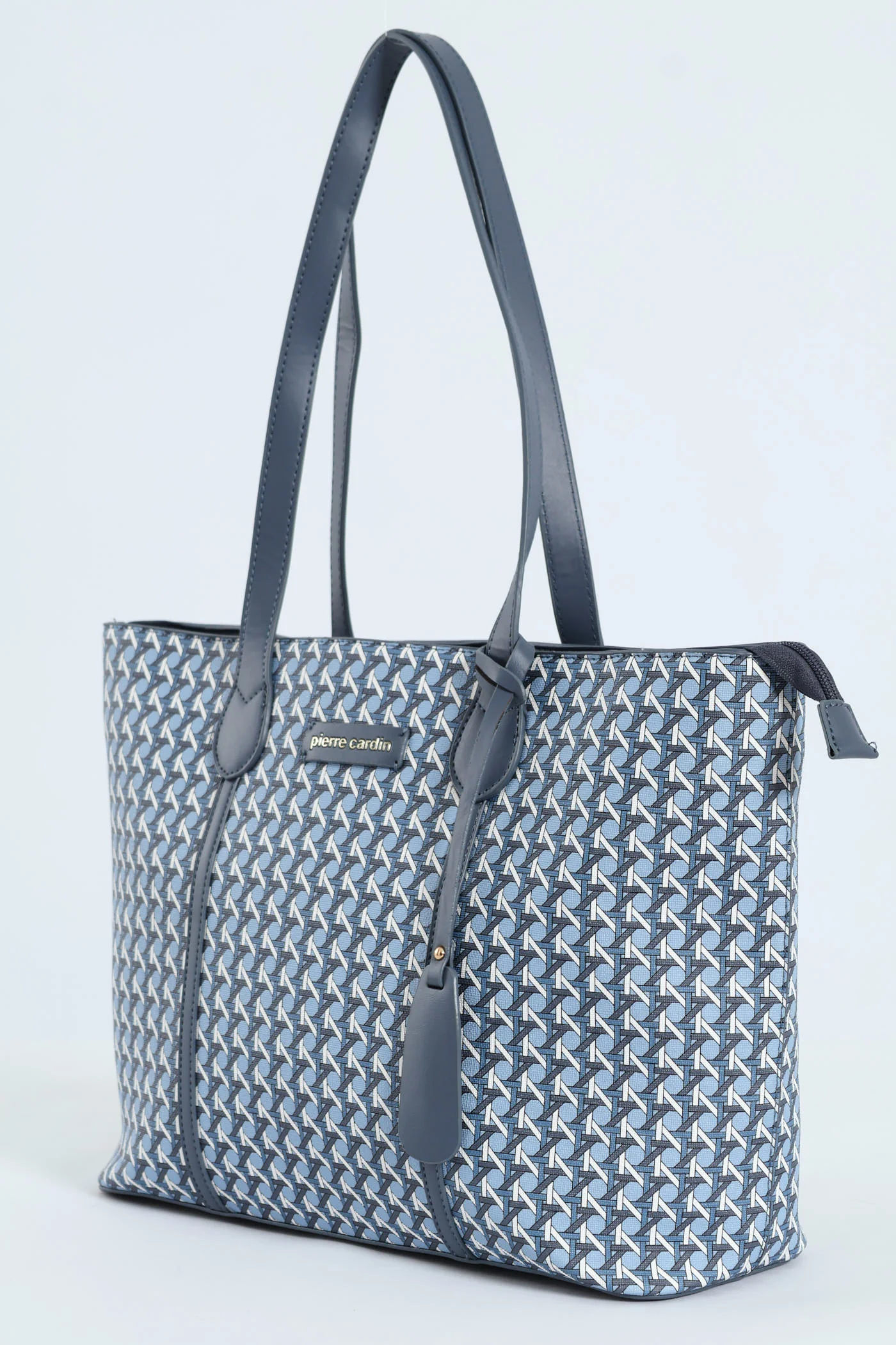 Zoe Printed Geometric Tote Bag - Blue - Image 3