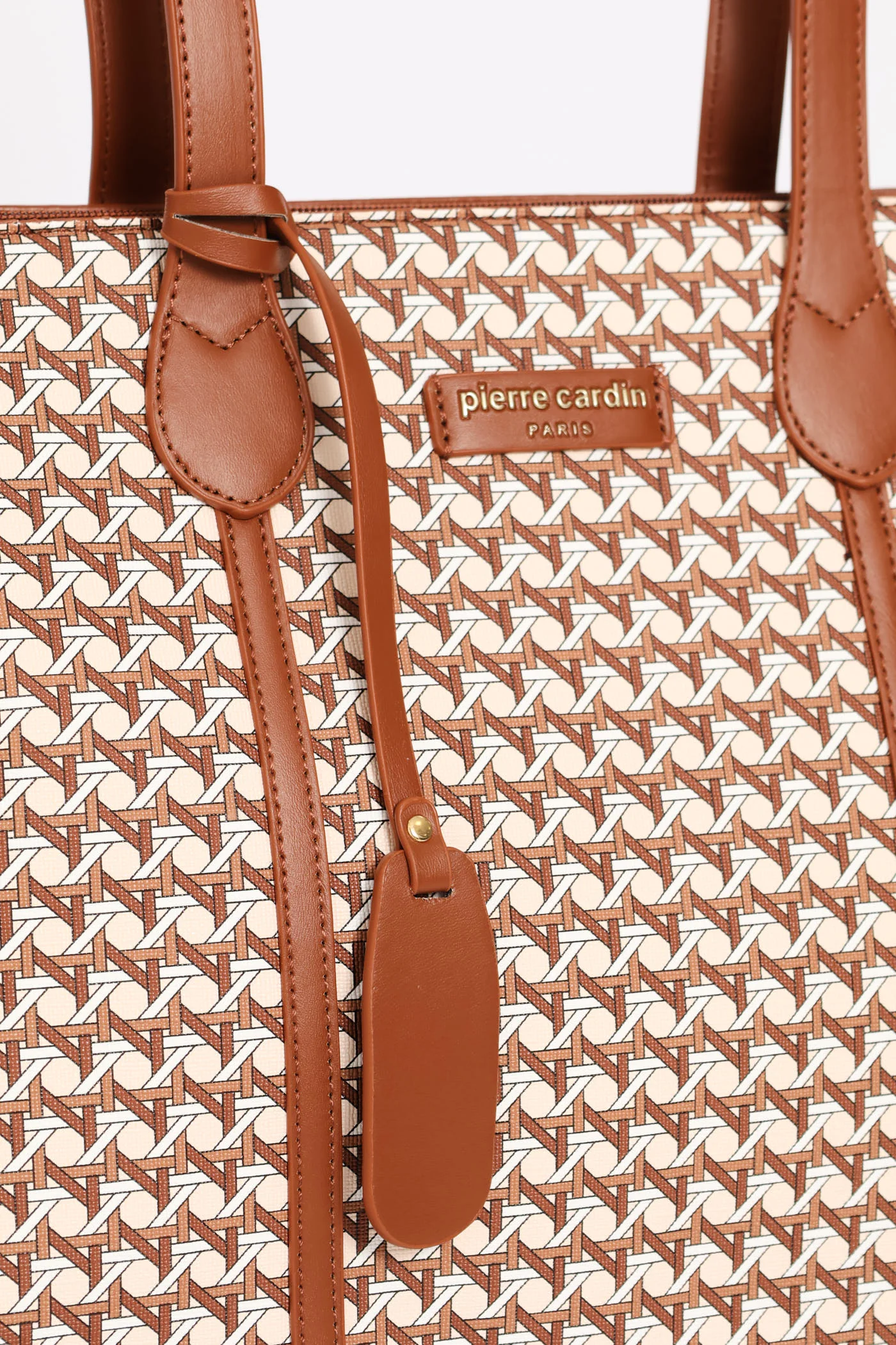Zoe Printed Geometric Tote Bag - Tan - Image 2