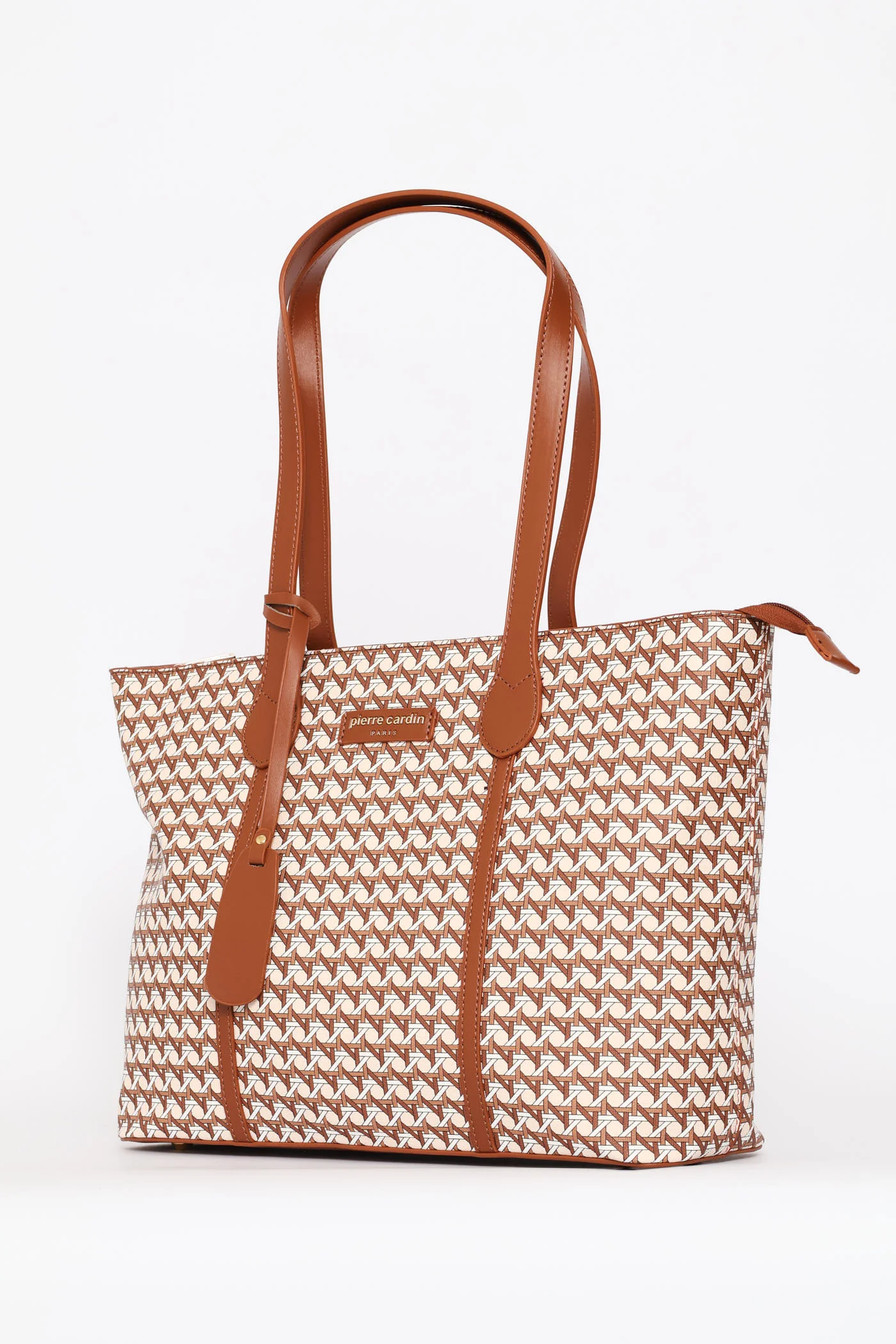 Zoe Printed Geometric Tote Bag - Tan - Image 4