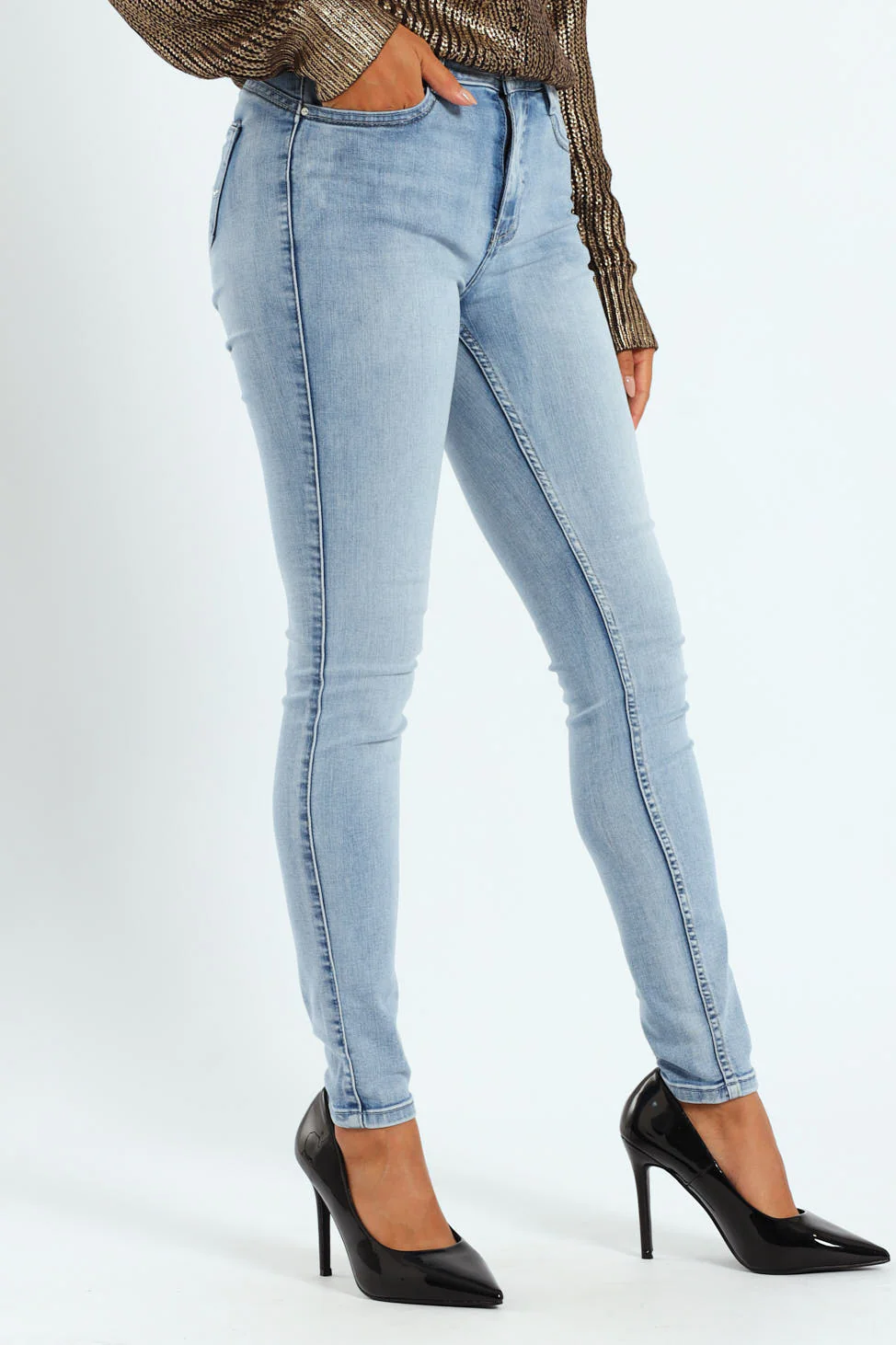 Zoey Mid-Waist Basic Skinny Denim - Light Wash - Image 7